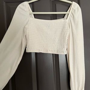 Wide sleeve blouse cropped